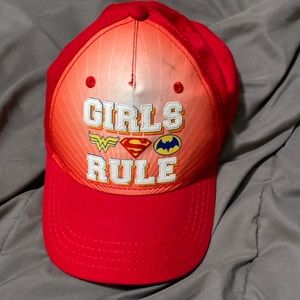 Girls rule DC baseball cap red